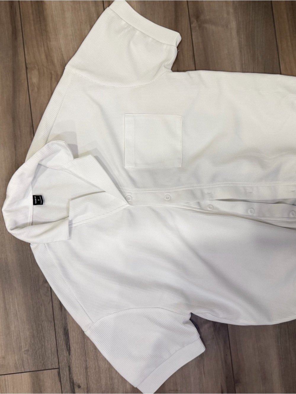 SHEIN White Short-Sleeve Casual Button-Down Shirt
